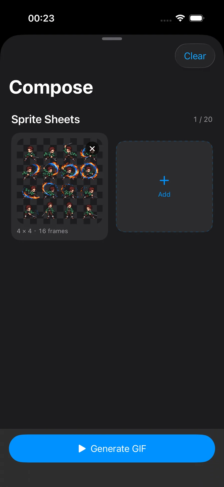 Gify: 丢进精灵图,帧自动切好